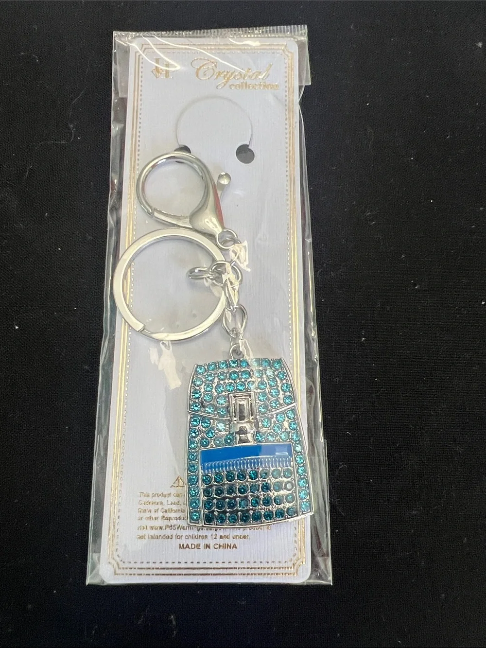 Blue Rhinestone Cell Phone Keychain